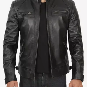 Decimal Men’s Black Cafe Racer Jacket