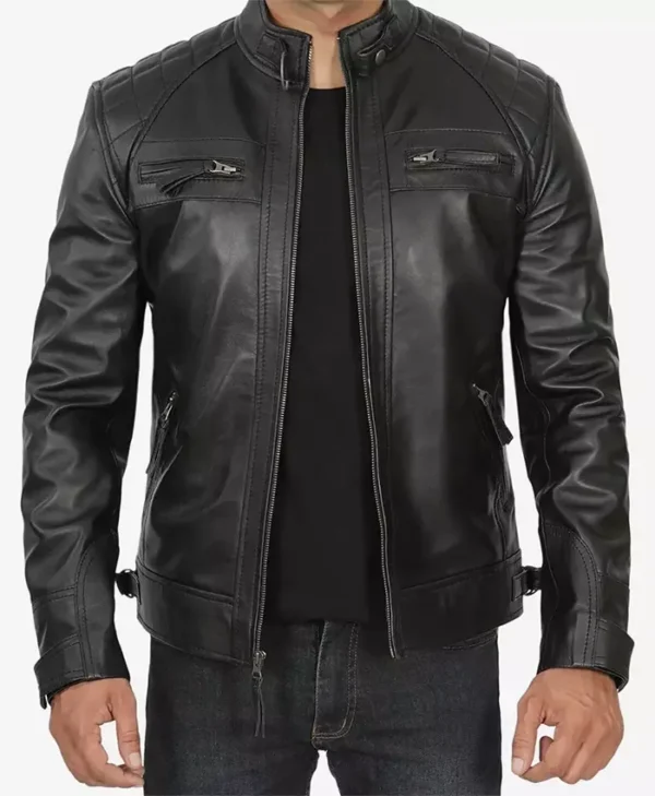 Decimal Men’s Black Cafe Racer Jacket