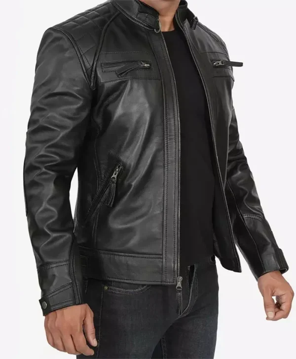Decimal Men’s Black Cafe Racer Jacket