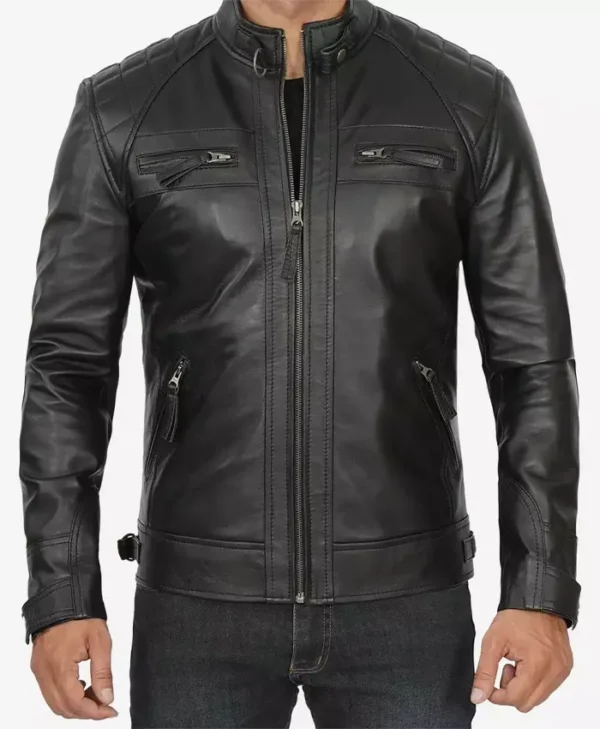 Decimal Men’s Black Cafe Racer Jacket