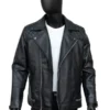 Men Black Biker Leather Jacket 