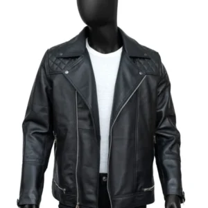 Men Black Biker Leather Jacket 