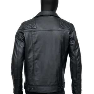 Men Black Biker Leather Jacket 