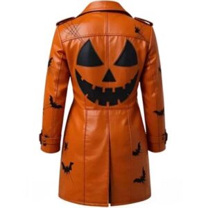 Halloween Spooky Leather Trench Coat