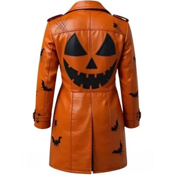 Halloween Spooky Leather Trench Coat