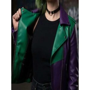 Joker Green and Purple Leather Jacket