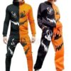 Orange and Black Halloween Couple Tracksuit