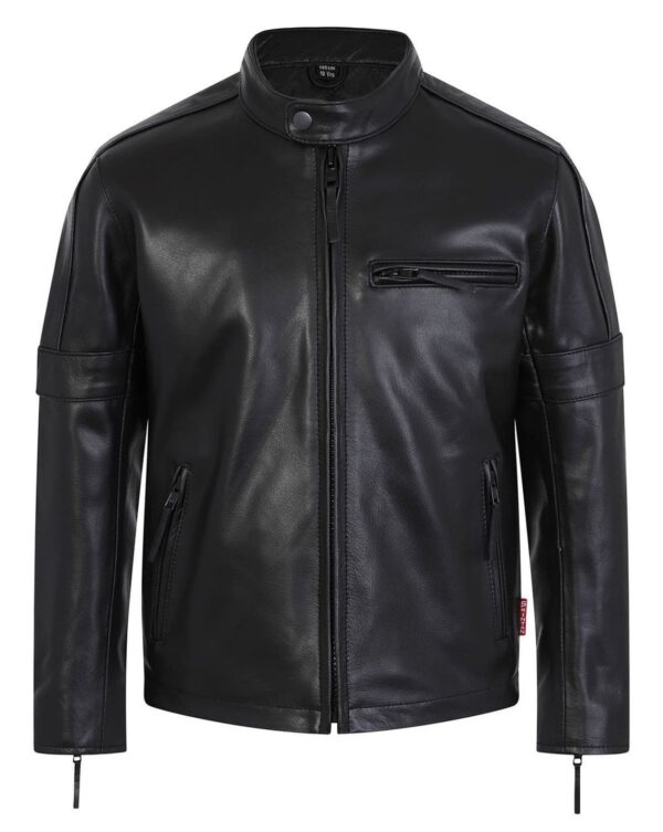 Creed Black Leather Jacket – Men’s Slim Fit Motorcycle Racer Jacket