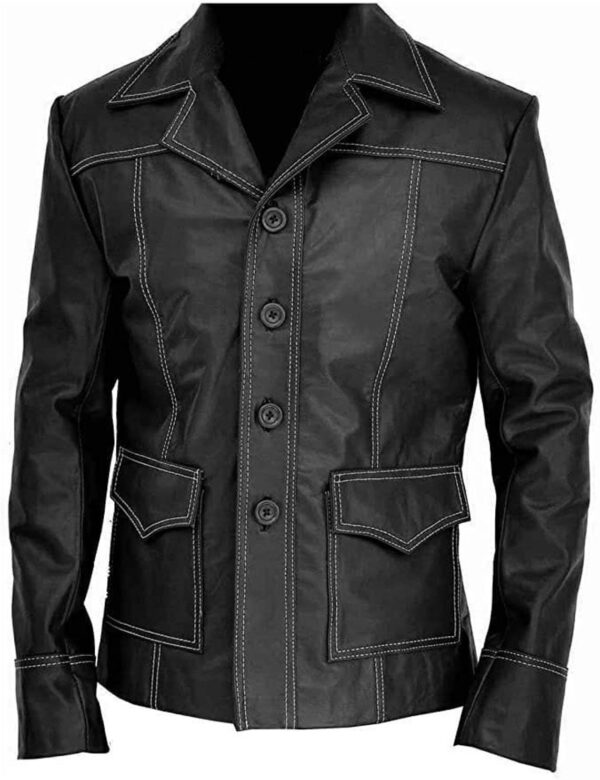 Fight Club Black Leather Jacket – Tyler Durden Brad Pitt Movie Jacket